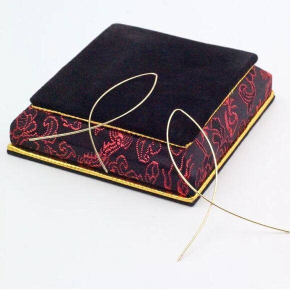 Gold Fish Silhouette Wire Drop Earring - Picture 6 of 13